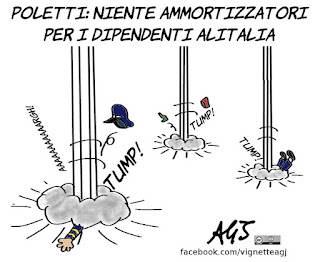 Poletti, ammortizzatori sociali, cassa integrazione, alitalia, fallimento, vignetta, satira