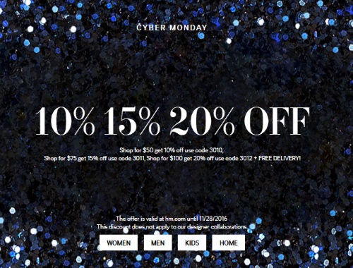 H&M Cyber Monday Up To 20% Off Promo Code 