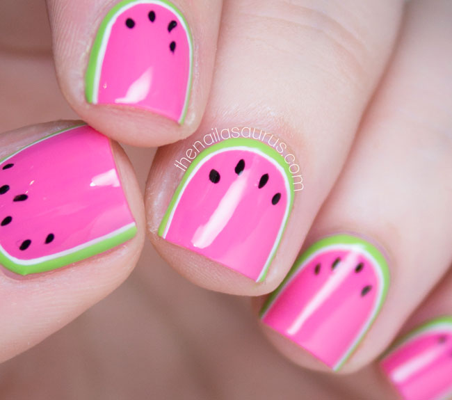 Joy  Nail Art acrylic off Watermelon taking diy nails by for OPI Nicole LeaPink with