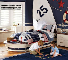 children room ideas in marine style, kids boat bed