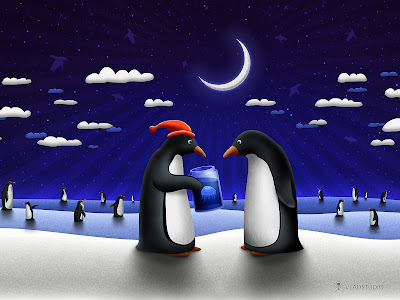 christmas-penguins Wallpaper