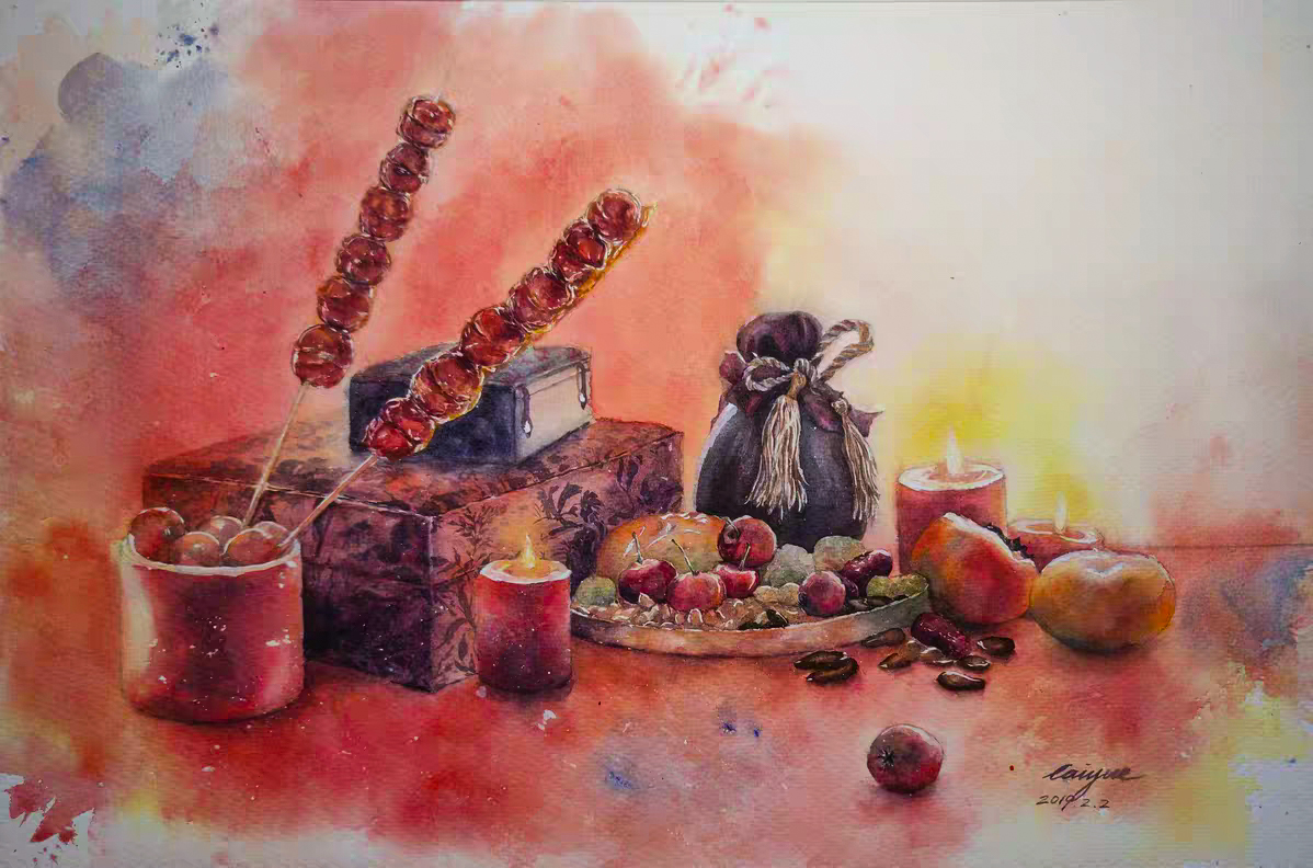 31Food watercolor ideas&contrast and brightness of colors, come to see my tips