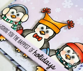 Sunny Studio Stamps: Bundled Up Penguin Holiday Card by Lexa Levana (with a sentiment from Gleeful Reindeer)