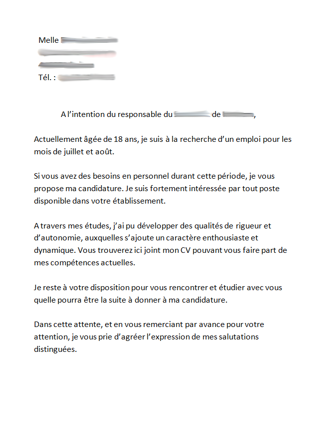 exemple lettre de motivation pour un emploi saisonnier, photo vu sur ...