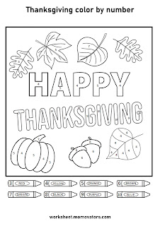 free printable Thanksgiving color by number, Thanksgiving color by number preschool, free printable color by number, color by number worksheets, thanksgiving coloring activity @momovators