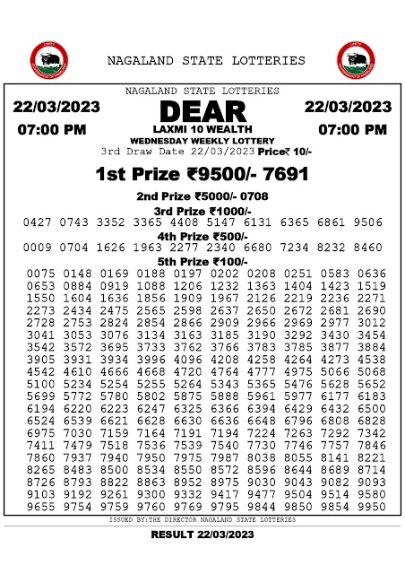 nagaland-lottery-result-22-03-2023-dear-laxmi-10-wealth-wednesday-today-7-pm