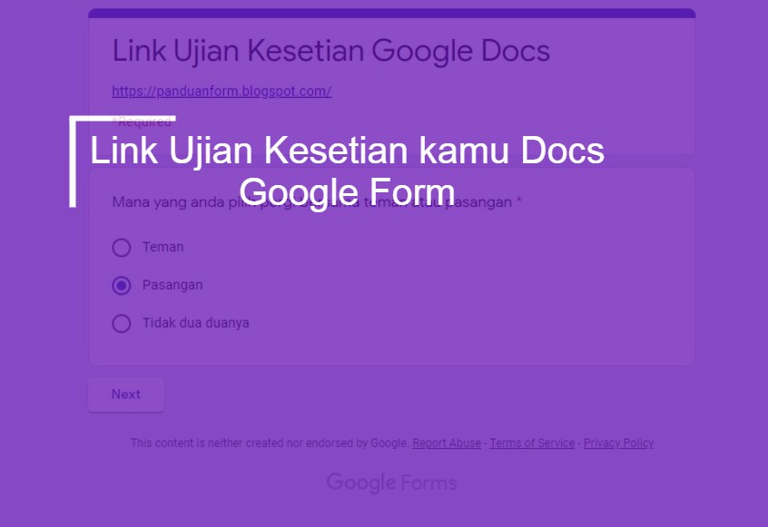 Link Ujian Kesetian kamu Docs Google Form