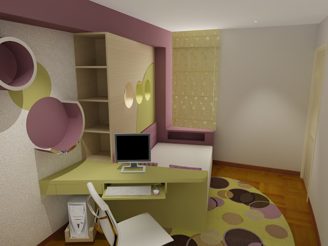 DORMITORIO JUVENIL EN ROSA CREMA Y VERDE MANZANA - COMO DECORAR UN DORMITORIO PEQUEÑO PARA CHICAS ADOLESCENTES - DOBLECESTUDIO by dormitorios.blogspot.com