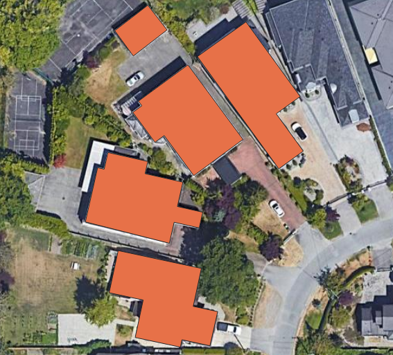 Some Digitized Building Footprints in QGIS