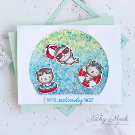 Sunny Studio Stamps: Sealiously Sweet Stitched Semi-Circle Dies Summer Themed Cards by Nicky Meek