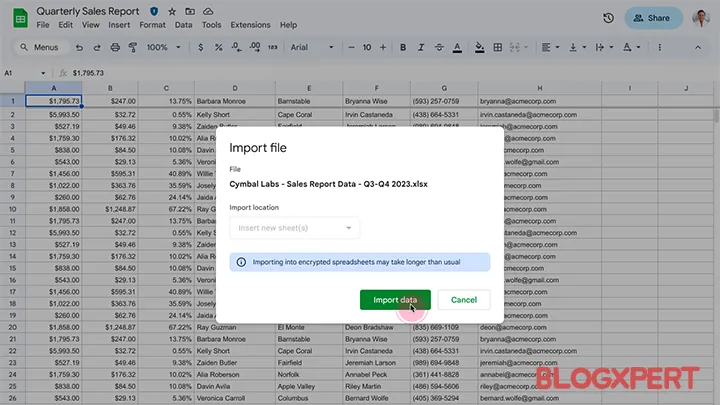 Importe y convierta archivos confidenciales de Excel en hojas de cálculo de Google
