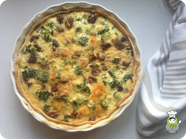 quiche de brócoli y champiñones