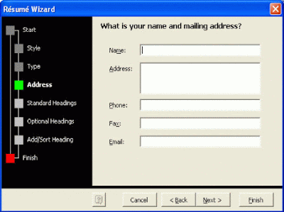 Resume wizard - Address