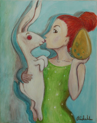 #AideLL #romantic art #easter #rabbit #egg #colden #illustration #White rabbit #nursery art