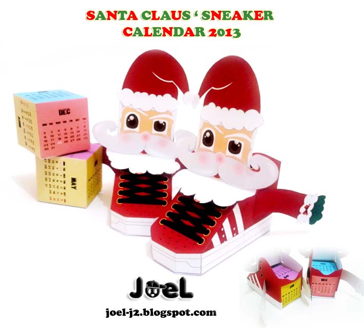 Santa Claus Sneaker Paper Toy 2013 Calendar