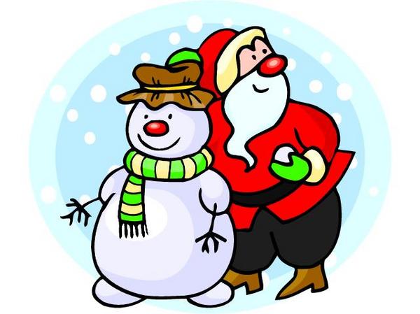 santa and Snowman clip-art