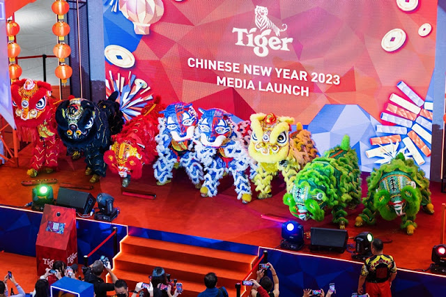 Lion dance performance at Tiger_s CNY 2023 Campaign Media Launch