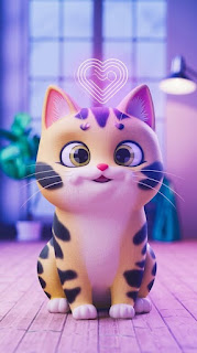 "Cute Cat with Falling Heart Confetti and 'You're the Best!' Message Full Hd 4k Picture ( No Copyright )  Hd 4k Picture