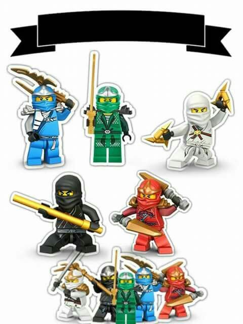 Ninjago: Toppers para Tartas, Tortas, Pasteles, Bizcochos o Cakes para Imprimir Gratis. 