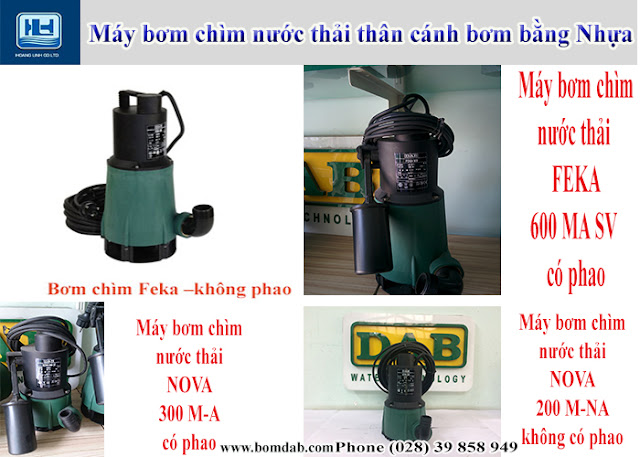 máy bơm chìm nước thải thân cánh bơm bằng nhựa thương hiệu dab