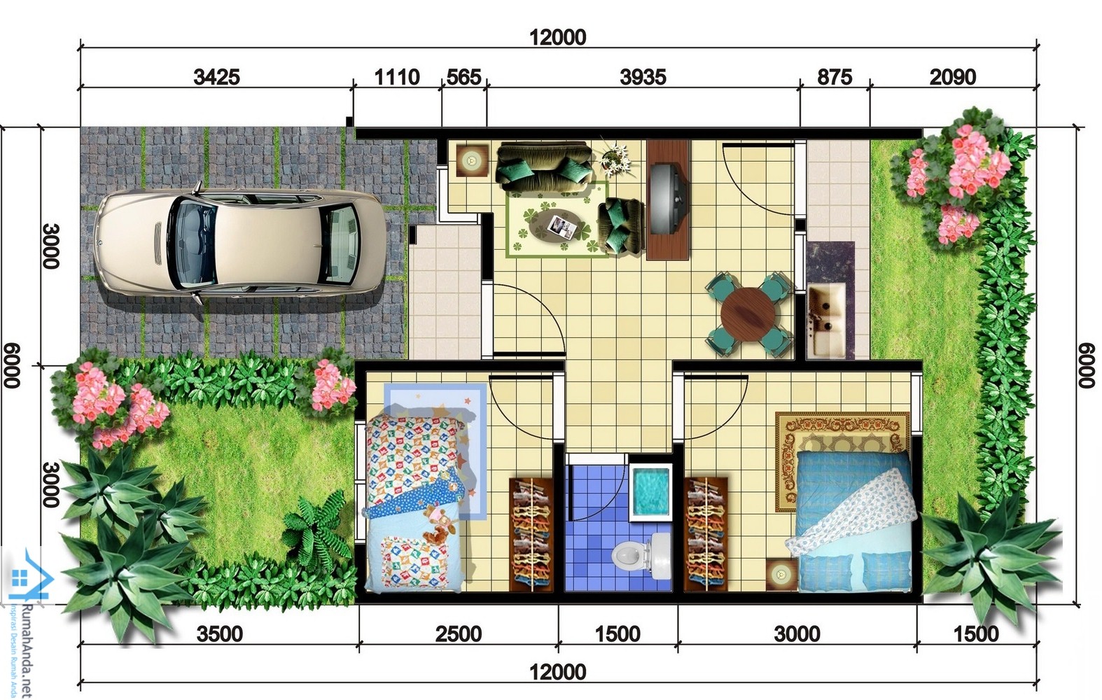 Denah Rumah Minimalis 1 Lantai Ukuran 5x12 Desain Rumah Minimalis