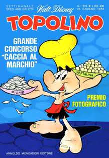 Topolino 1178 - 25 Giugno 1978 | ISSN 1120-611X | CBR 215 dpi | Settimanale | Fumetti Classici | Universo Disney
Numero volumi : IN CORSO
Topolino apparve in Italia il 30 marzo 1930, quando sul n.13 del settimanale torinese Illustrazione del Popolo, diretto da Lorenzo Gigli, fu pubblicata la prima striscia disegnata da Ub Iwerks e intitolata Le avventure di Topolino nella giungla. Due anni dopo si ha il primo libro illustrato italiano con le sue immagini: Sua Altezza Reale il Principe Codarello e, poco più tardi, il 31 dicembre 1932, esce il primo numero di Topolino in formato giornale, edito da Nerbini.
Sulla falsariga del celebre Corriere dei Piccoli, anche Topolino si presentava ai lettori con periodicità settimanale e si apriva con una breve storia in cui le didascalie sono scritte in rima e realizzata da Giove Toppi, che divenne quindi il primo autore Disney italiano. Sul settimanale della Nerbini, comunque, trovano spazio soprattutto le strisce e le tavole realizzate da Floyd Gottfredson. In queste storie vengono anche introdotte delle didascalie in rima, scritte dal primo direttore della rivista, Paolo Lorenzini (detto Collodi Nipote in quanto nipote di Carlo Collodi), e viene anche assegnato il nome definitivo alla spalla di Topolino, ovvero quel Pippo un po' lunatico e un po' svampito che sui libri della Salani veniva ancora chiamato Medoro.
Nerbini non si era assicurato correttamente i diritti di pubblicazione: quando aveva varato la sua rivista, infatti, si era rivolto al Consorzio Cinematografico E.I.A., il distributore dei cortometraggi di Topolino, quando in realtà i diritti per le riviste erano stati dati in mano al giornalista Guglielmo Emanuel dallo stesso Disney. Per cui, per un paio di numeri, la testata passò da Topolino a Topo Lino, per poi riprendere la nota testata con il n.7. Il Topolino Giornale era formato da otto pagine e non conteneva solo storie a fumetti Disney ma anche storie non-Disney che anzi erano di solito la maggioranza delle storie presenti in un numero.
Il numero 137 del Topolino Giornale, dell'11 agosto 1935, segna il passaggio di consegne da Nerbini alla Mondadori. Il fascismo, tuttavia, causò dei problemi al giornale. Dal 1938, il Min.Cul.Pop. (Ministero della Cultura Popolare) impone alla stampa di non editare più i protagonisti del fumetto popolare americano. Il solo Topolino è risparmiato, e così il suo logo e il suo personaggio possono continuare ad esistere nelle edicole italiane, ma in piena seconda guerra mondiale, a partire dal n.476 del 27 gennaio 1942, anche il settimanale è costretto a cedere alle restrizioni. Lo sostituisce Tuffolino, un ragazzetto dalle medesime caratteristiche fisiche, disegnato dal grande illustratore Pierlorenzo De Vita. Con la fine del fascismo, le avventure di Topolino poterono di nuovo essere pubblicate.
Alla fine degli anni quaranta, però, i giornali a fumetti che pubblicavano storie a puntate di non più di due tavole ad episodio erano irrimediabilmente in crisi, e così lo stesso Topolino, le cui vendite erano di gran lunga calate rispetto al periodo d'oro. Mondadori, però, non poteva rinunciare alla rivista da edicola per non perdere i ricchi diritti delle pubblicazioni da libreria, così decise un doloroso ma necessario cambio di formato e periodicità. Nel 1949 nasce così il periodico a fumetti Topolino formato libretto, all'inizio con cadenza mensile, quindi quindicinale e, infine, settimanale, fino a giungere a oggi al suo sessantesimo anniversario e con oltre 3000 numeri usciti, ricchi di storie tra le più famose, con autori da Carl Barks a Romano Scarpa, da Floyd Gottfredson a Giovan Battista Carpi e così via.