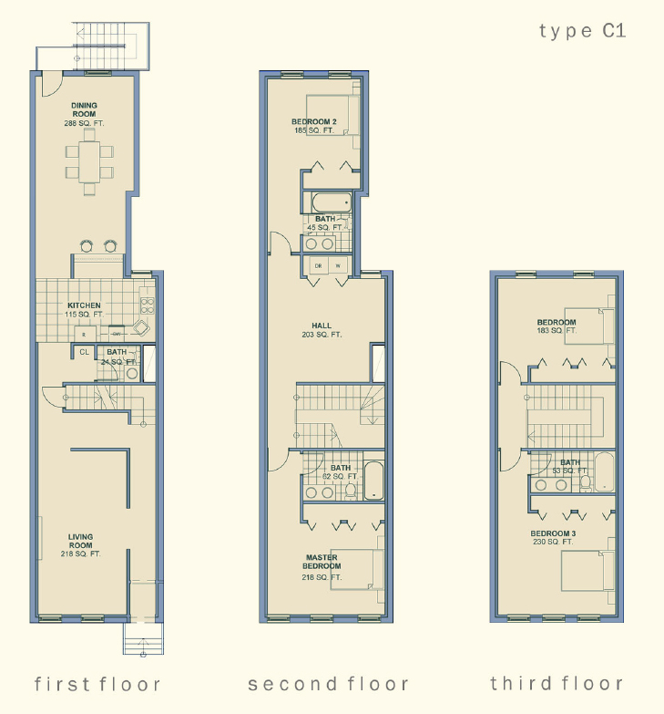 Narrow Row House Floor Plans