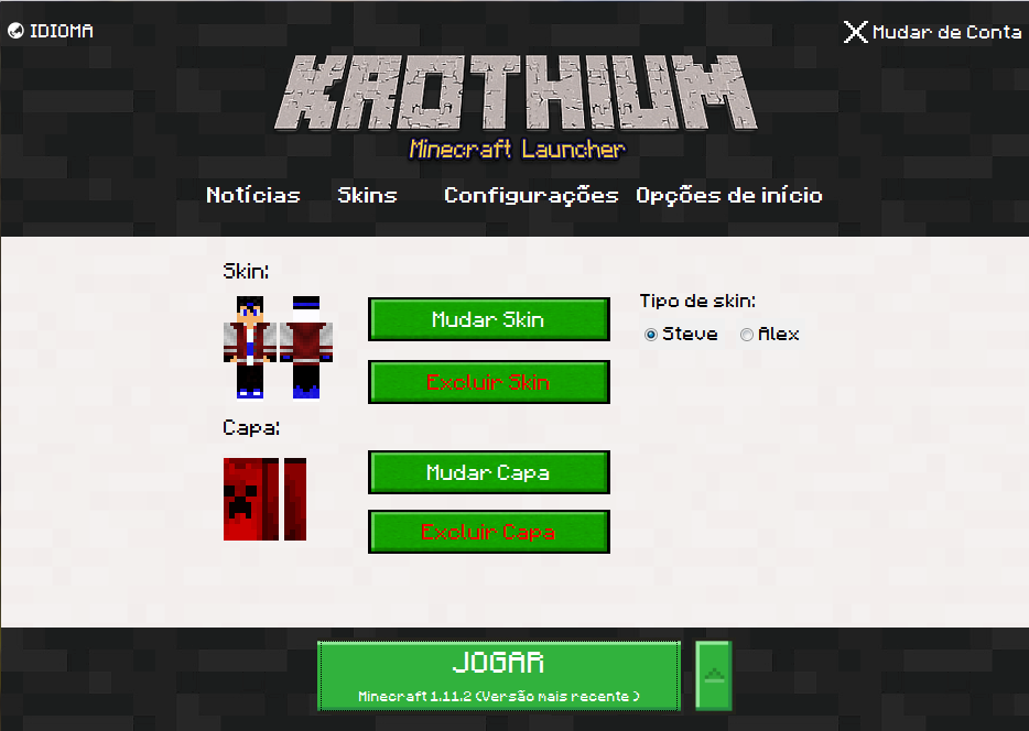 Launcher de Minecraft que permite usar Skins (Krothium 2.3 
