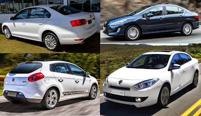 Jetta TSI x Fiat Bravo T-Jet x Fluence GT x Peugeot 408 THP