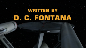 Star Trek original series title card showing "Written by D.C. Fontana"