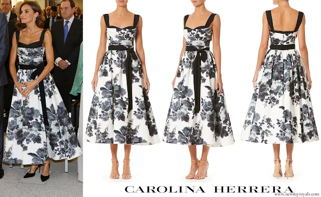 Queen Letizia wore CAROLINA HERRERA Floral Bow A-Line Cocktail Dress