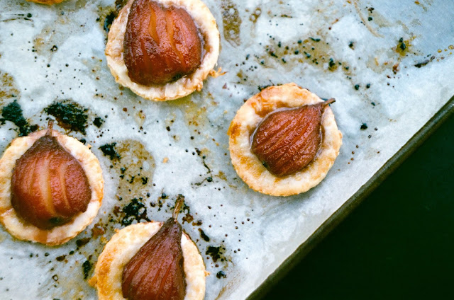 Red Wine-Poached Seckel Pear Tarts