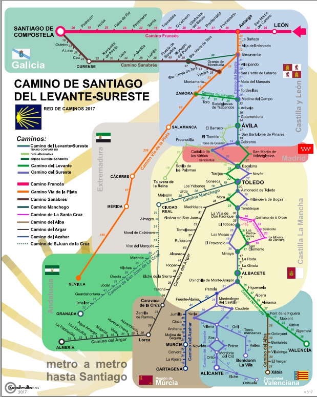 MAPA DE METRO DE LOS CAMINOS DE SANTIAGO