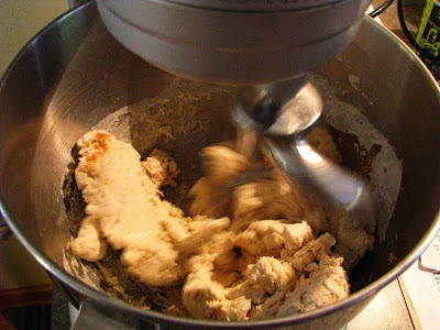 Stand Mixer on Rye Starter On The Left  Ap Flour Starter On The Right