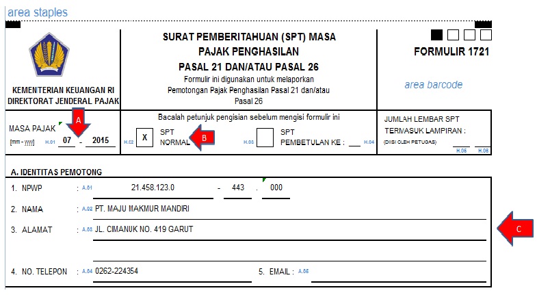 Cara Pengisian SPT Masa PPh Pasal 21 Yang Nihil (non espt 