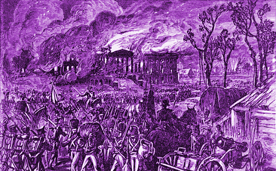 Capture and Burning of Washington by the British, in 1814, wood engraving (1876).