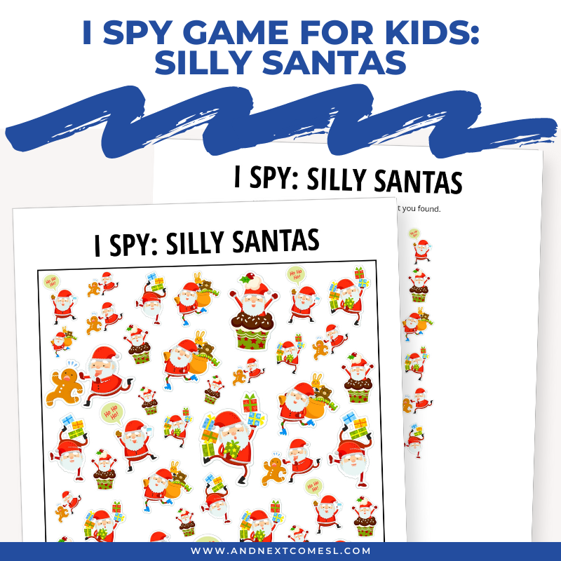 Printable silly Santas I spy game for kids