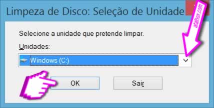 Limpeza do pc - Limpeza do disco - Seleção de unidade