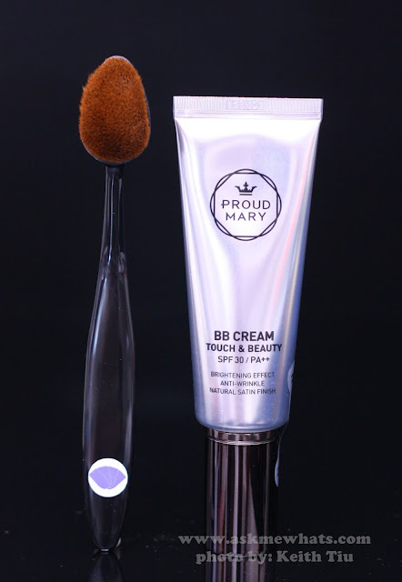 A photo of Purple Tags Oval Brush and Proud Mary BB Cream