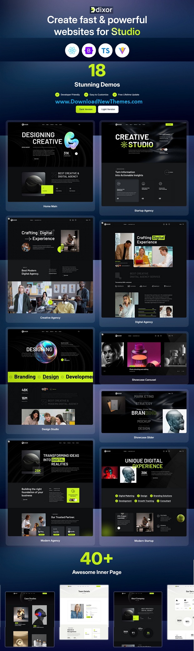 Dixor - Creative Digital Agency React JS Template Review