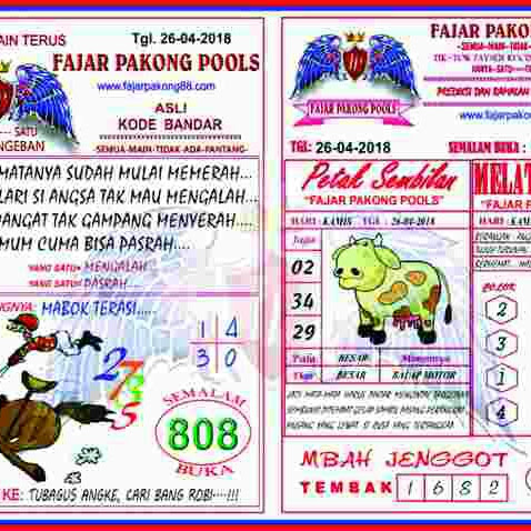 Kode Syair Fajar Pakong Pools 27 April 2018