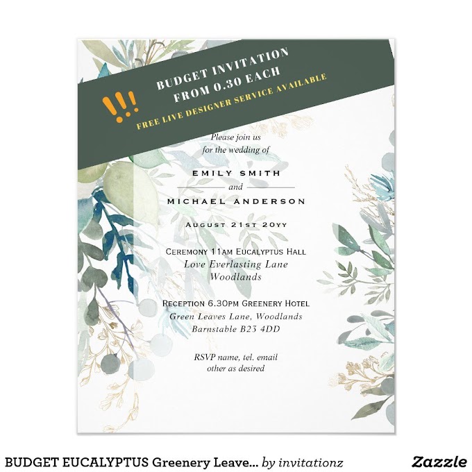 Cheapest Wedding Invitations Online - Low Cost Budget Greenery Themed 2022