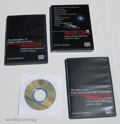 A collection of Traveller RPG game CDs