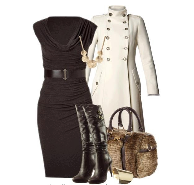 New black dress and white jacket collection for ladies