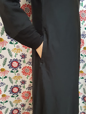 abaya alterations, how to add pocket in abaya, adding side pockets in modest dress, sewing in-seam pockets, step-by-step tutorial, rabeeamadeit, side pockets free pattern