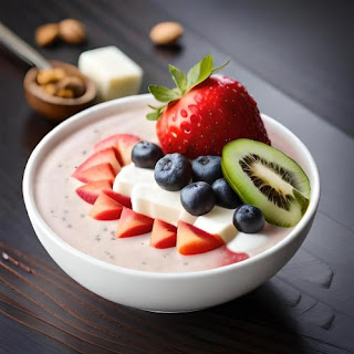 packed smoothie bowl with fruits, chia seeds, granola, and nuts