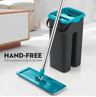 Automatic Floor Flat Mop with Bucket 360 Rotating