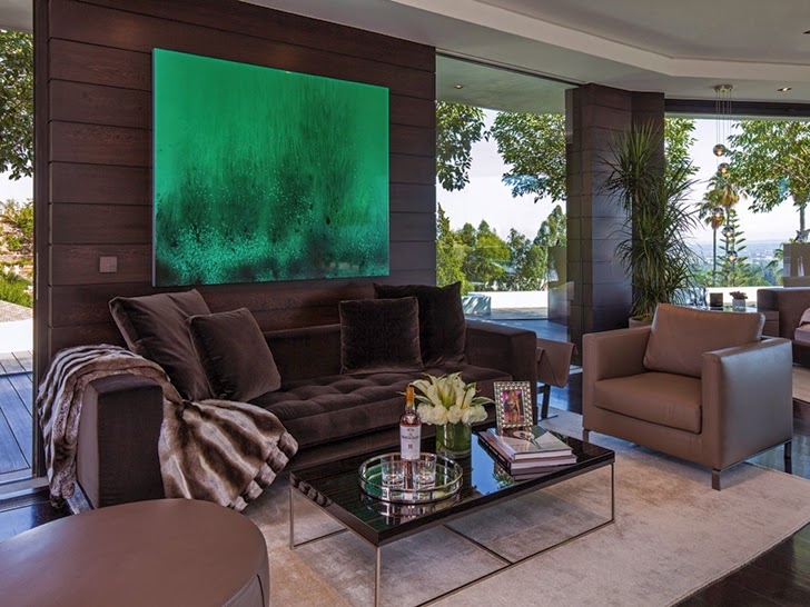 Brown furniture in Perfect modern mansion in Beverly Hills