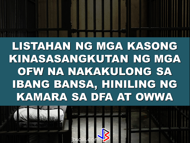 "We would like to find out exactly how many OFWs have been convicted or undergoing trial, the nature of their cases, the penalty they are facing, what can be done to help them," Quezon City Representative Winnie Castelo  said. Castelo called for complete inventory of the OFWs facing jail term and their corresponding court cases in their host country from OWWA and DFA so that the House of Representatives can draft a comprehensive legal assistance program to prevent future executions.         On the case of Jakatia Pawa, Castelo claimed the DFA was informed of Pawa's fate only on January 24, a day before her execution, saying the DFA and OWWA would have saved the life of Pawa if they were informed earlier.   "If the DFA and OWWA had been on their toes, the notice would not have come too late," he said.  Castelo said that these two agencies should have a different plan and approach to address various cases OFWs are facing. He also asked OWWA and the DFA to present their ongoing program, if any, that aims to prevent OFWs from being involved on criminal acts or being victimized  by abuse of their employer that may have pushed them to  commit crimes.      The Congressman even said that The two agencies may tell the Congress if they lack or short of funds so that the House can make the appropriation for a legal defense fund for OFWs.