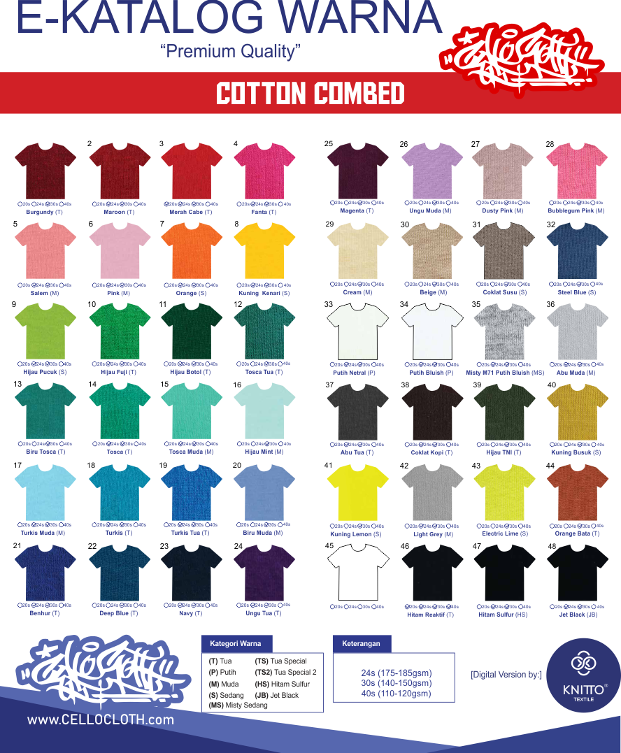  Katalog  Warna  Kaos Polos Desain Kaos Menarik